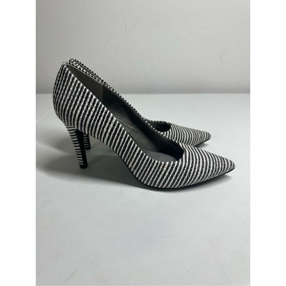 Seychelles Womens Black White Striped Leather Pointed Toe Heels Pumps Shoes 8